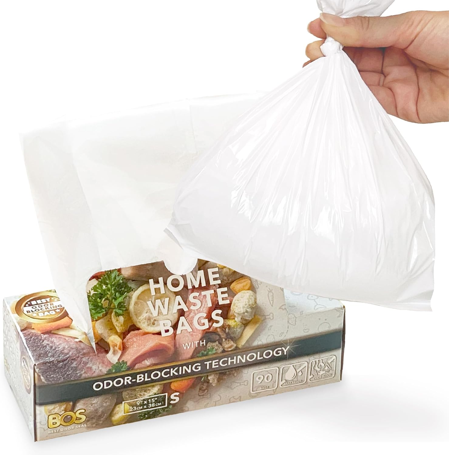 BOS Odor-Sealing Kitchen, Home & Food Small Trash Bags for Waste- Disposable Bags - Scent & Smell