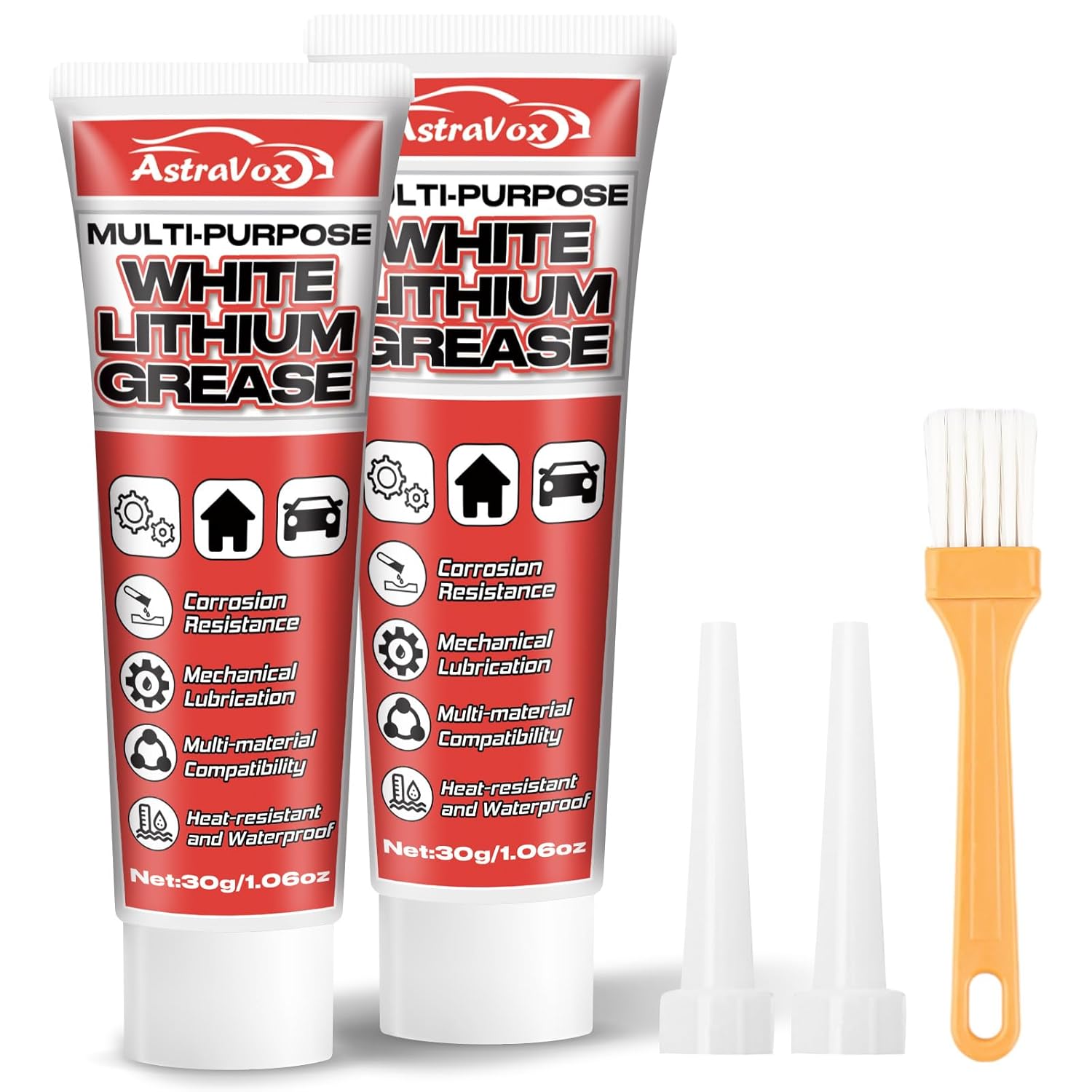 AstraVox White Lithium Grease, Multi-Purpose Lubricant Lithium Grease with Brush for Hinges