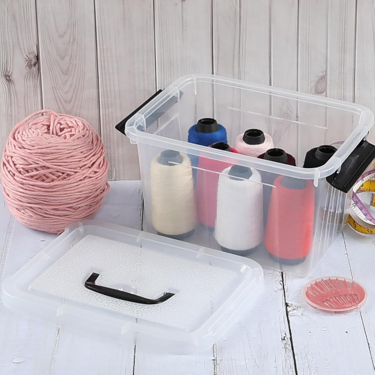 4 Packs Plastic Stackable Storage Container Bin with Lid and Latch, Plastic Latching Box with