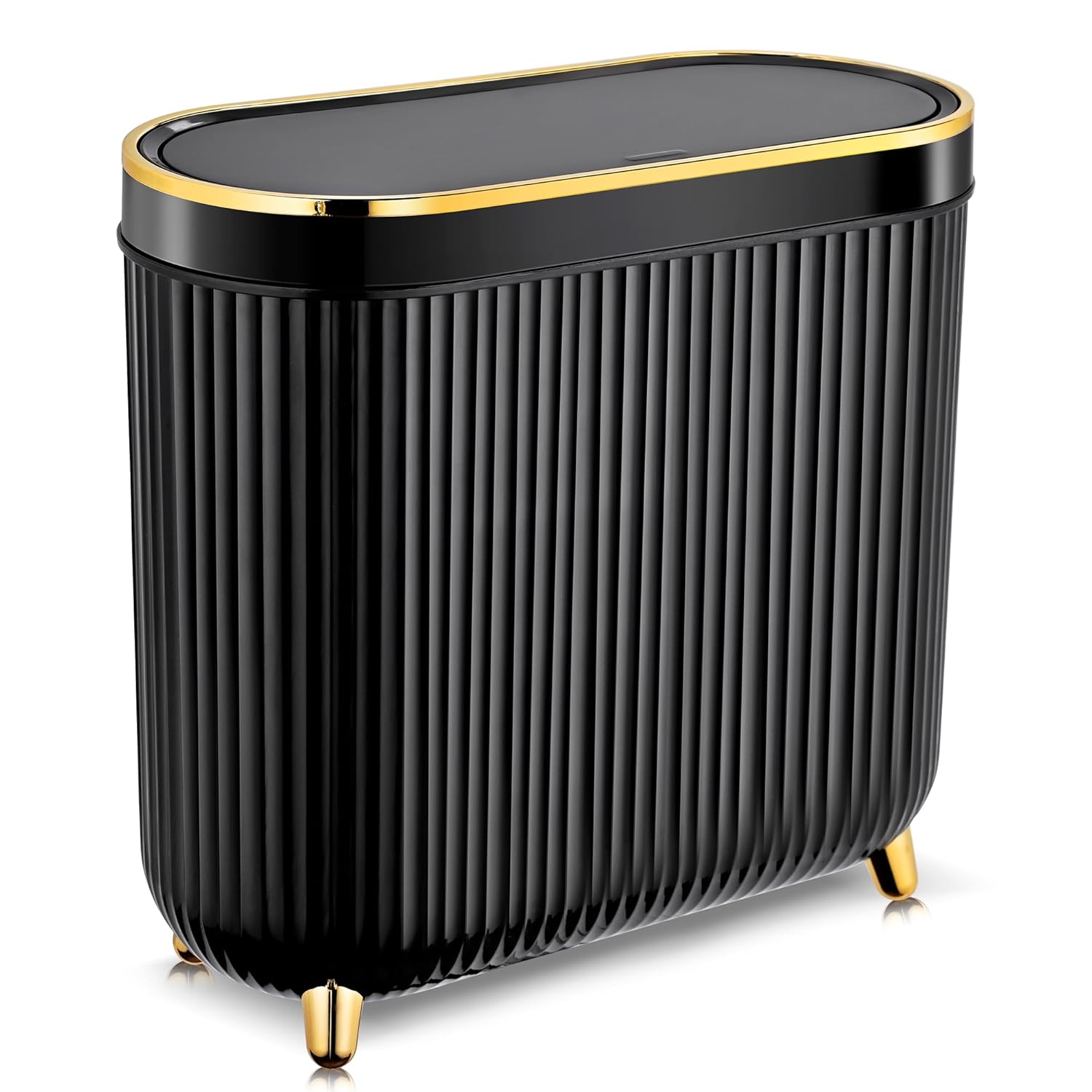 Bathroom Trash Can with Lid 3.1 Gallon Narrow Trash Can Small Plastic Trash Bin 12 Liter