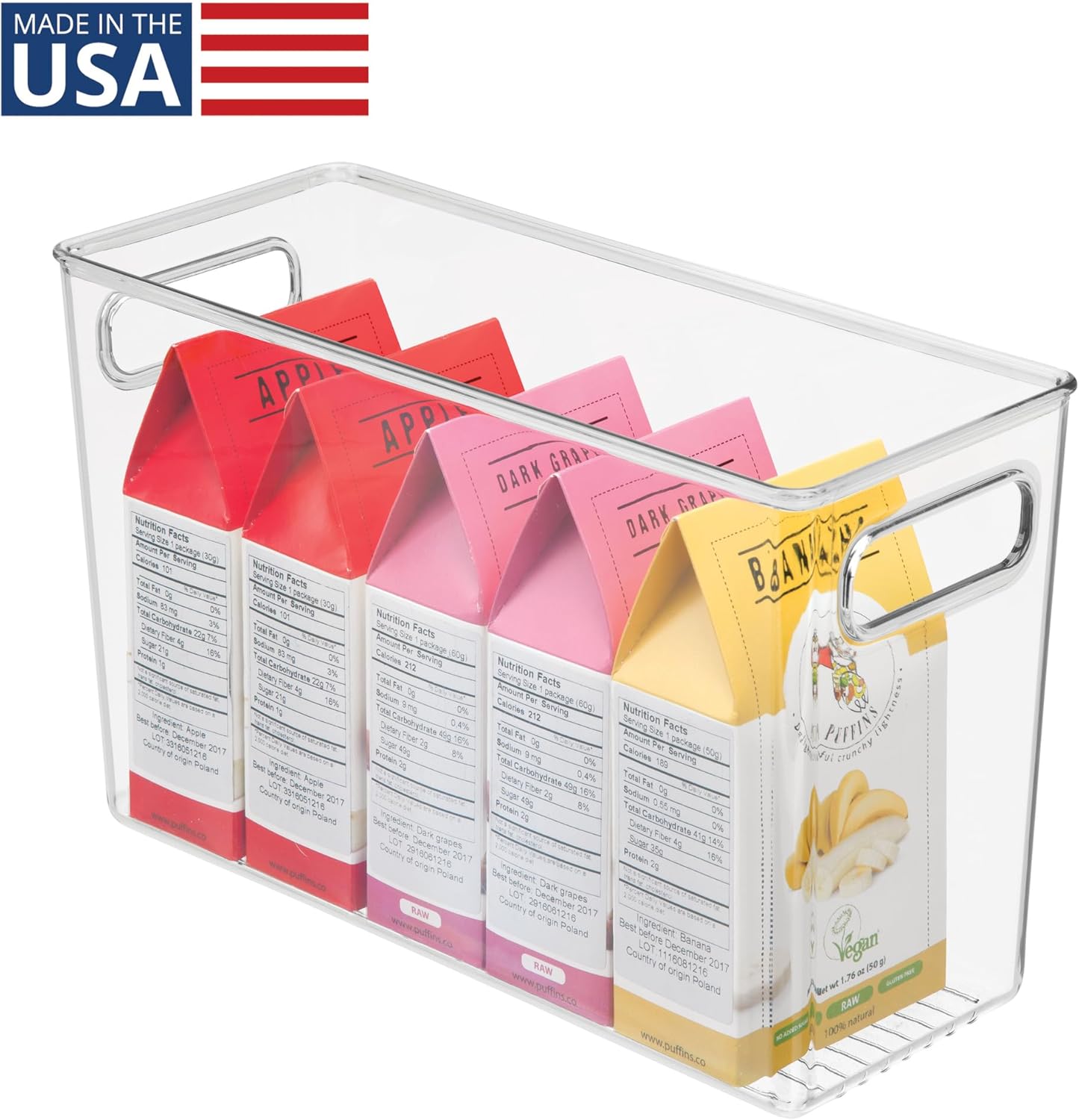 iDesign Plastic Stackable Kitchen Organizer Bin with Easy to Grip Integrated Handles for Kitchen