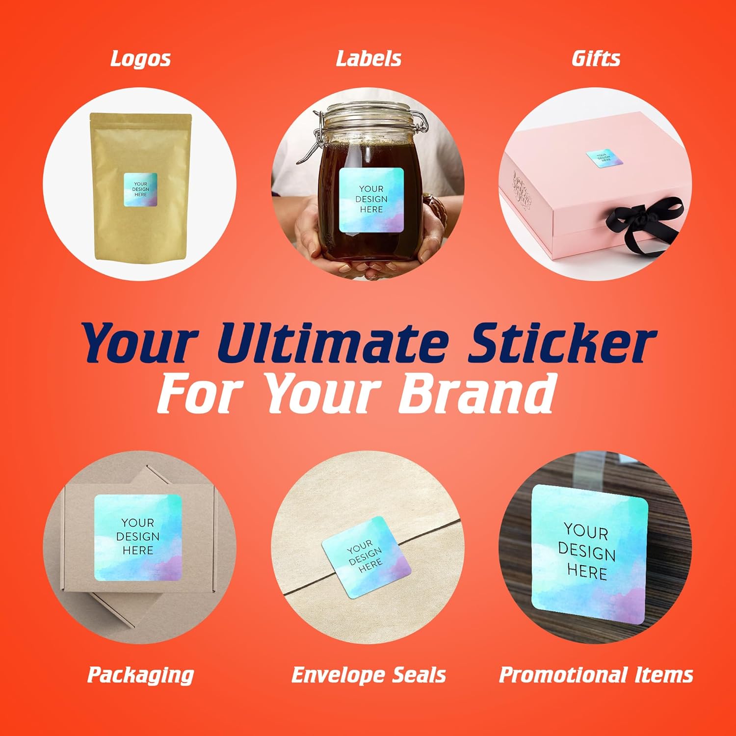 100 Custom Vinyl Stickers - Upload Your own Image, Text, Design, Logo - Personalized Logo Labels