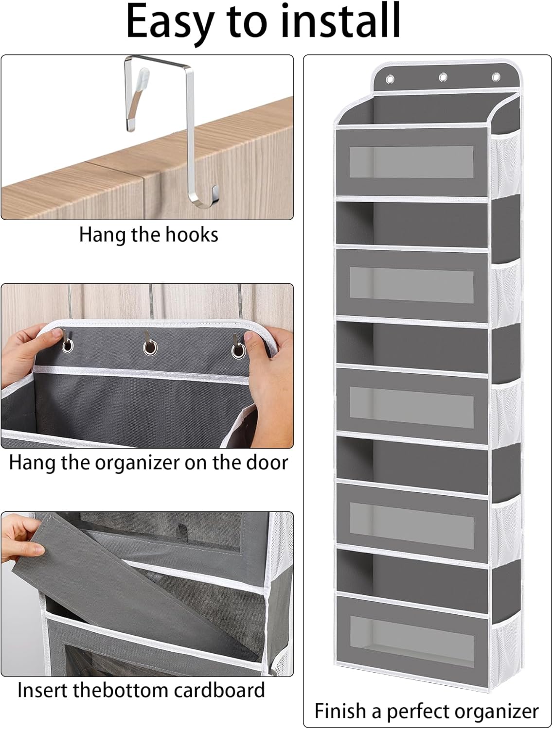 Over The Door Organizer, 5 Shelves Closet Door Hanging Organizer with 10 Mesh Pockets, Nursery