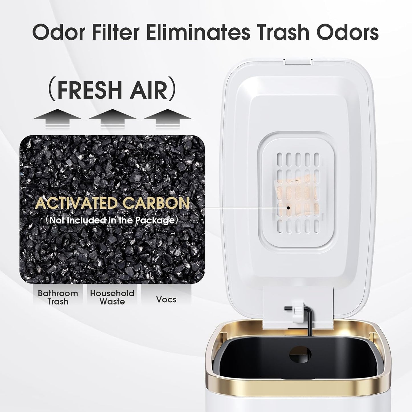CEROELDA Small Bathroom Trash Can with Lid Soft Close-5L/1.3 Gal Slim Garbage Can-Metal Step