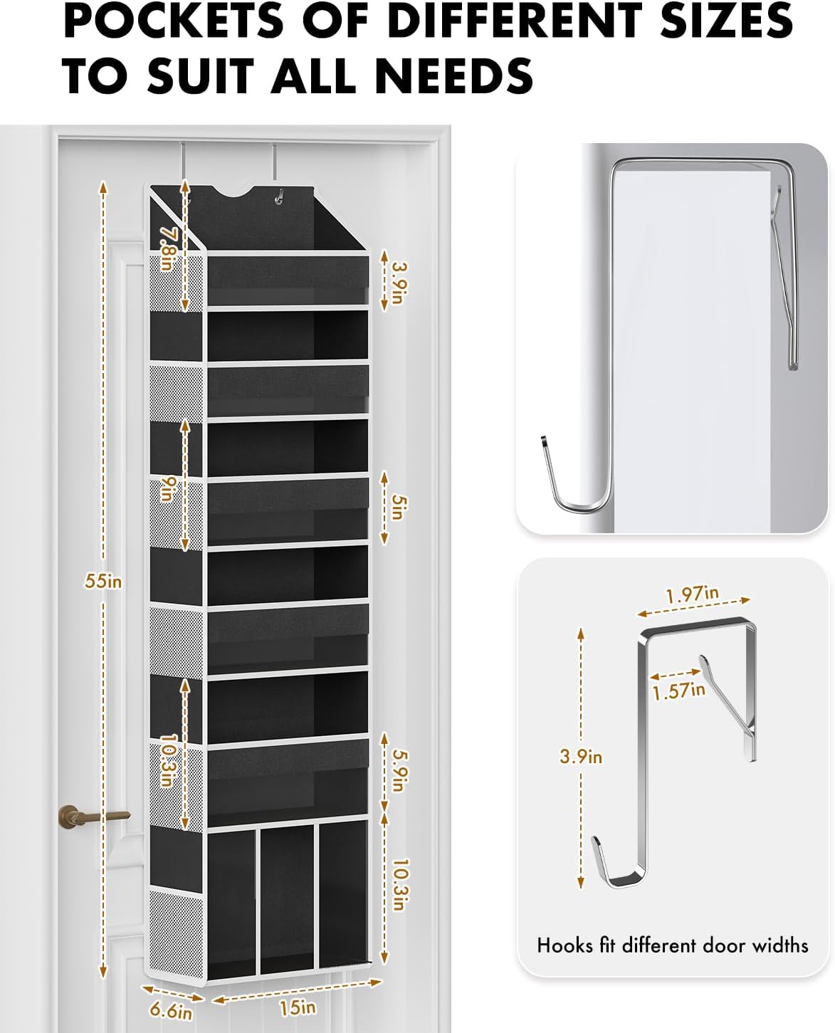 Over The Door Organizer Storage - 50lb Heavy Duty 6 Shelf Over Door Organizer Hanging Space Saving
