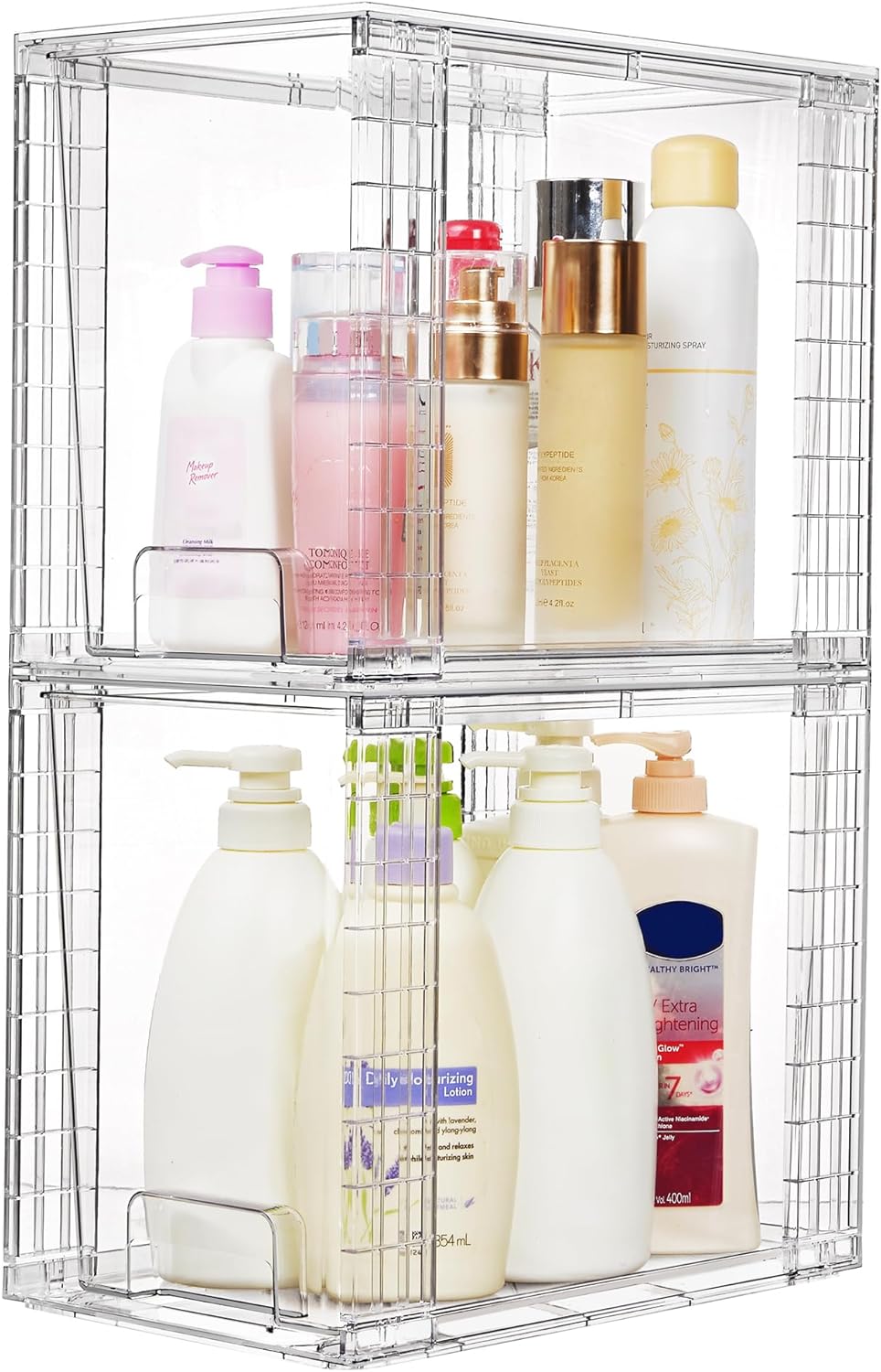Vtopmart 2 Pack Clear Stackable Storage Drawers,9.7" High Plastic Organizers Bins for Skincare