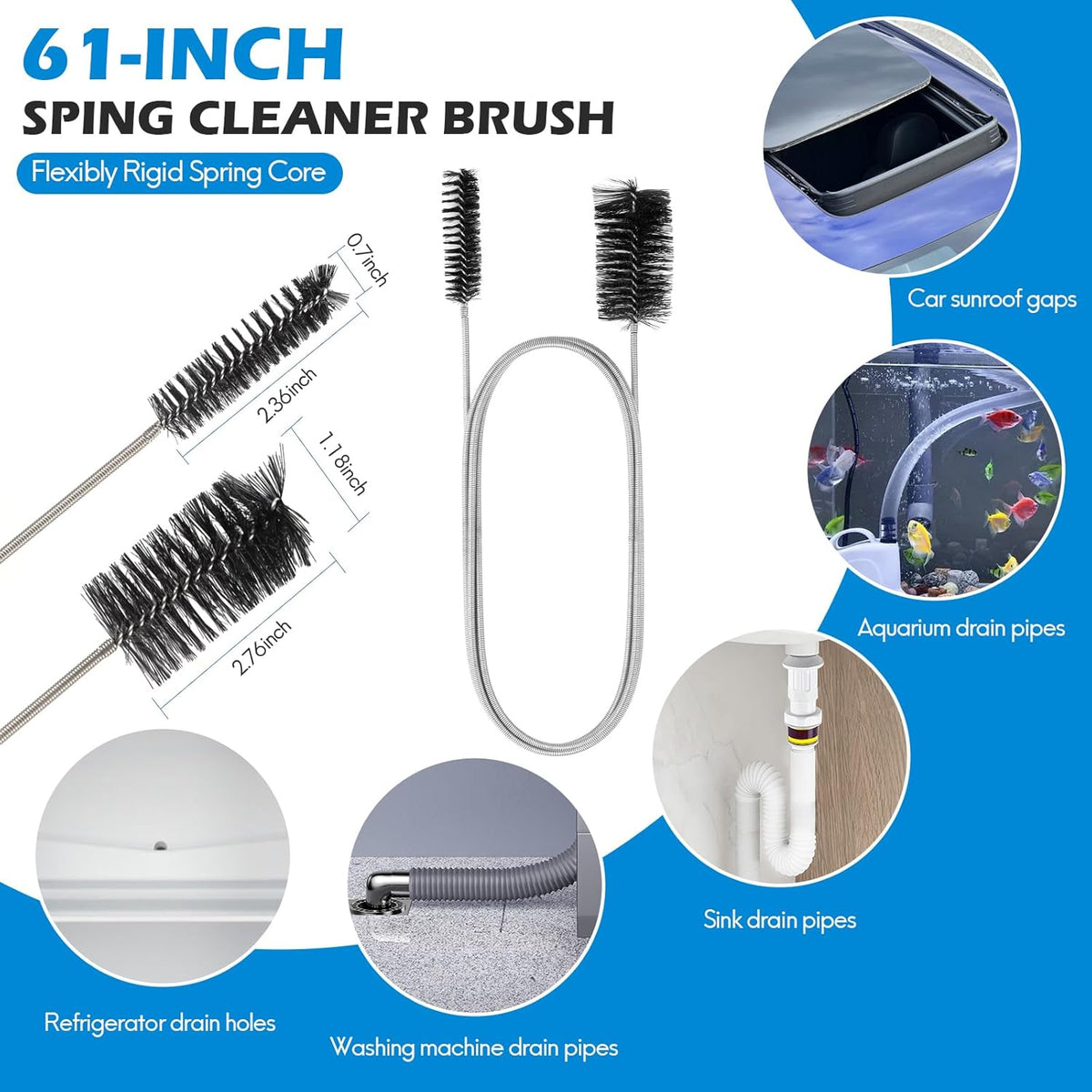 10 PCS Drain Snake Hair Drain Clog Remover Tool Set, Snake Drain Hair Removal Tool, Grabber Claw