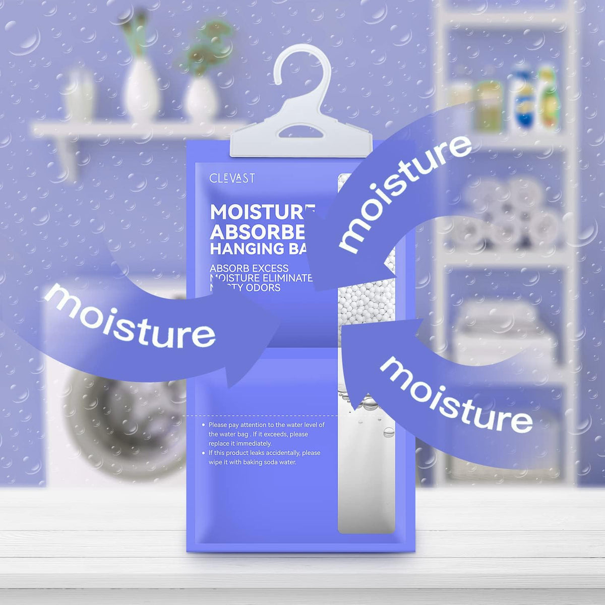 CLEVAST Moisture Absorbers Packets 10 Pack, Dehumidifier Bags for Closet, Unscented Hanging