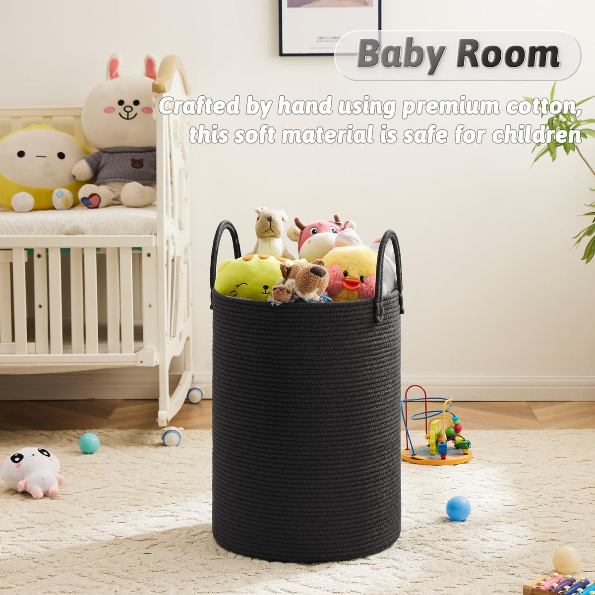 Laundry Basket,Woven Cotton Rope Laundry Hamper,80L for Decorative Storage of Dirty Clothes,Toys