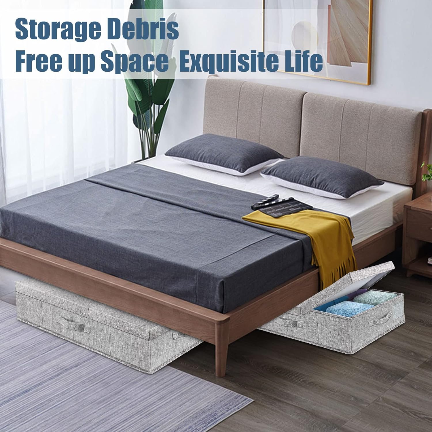 Underbed Storage Containers Bin with Lids, Large Under Bed Storage Organizer Box with Handle
