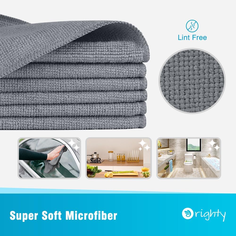Orighty Microfiber Cleaning Cloth, 12 Pack Microfiber Towels for Cars, Highly Absorbent Car