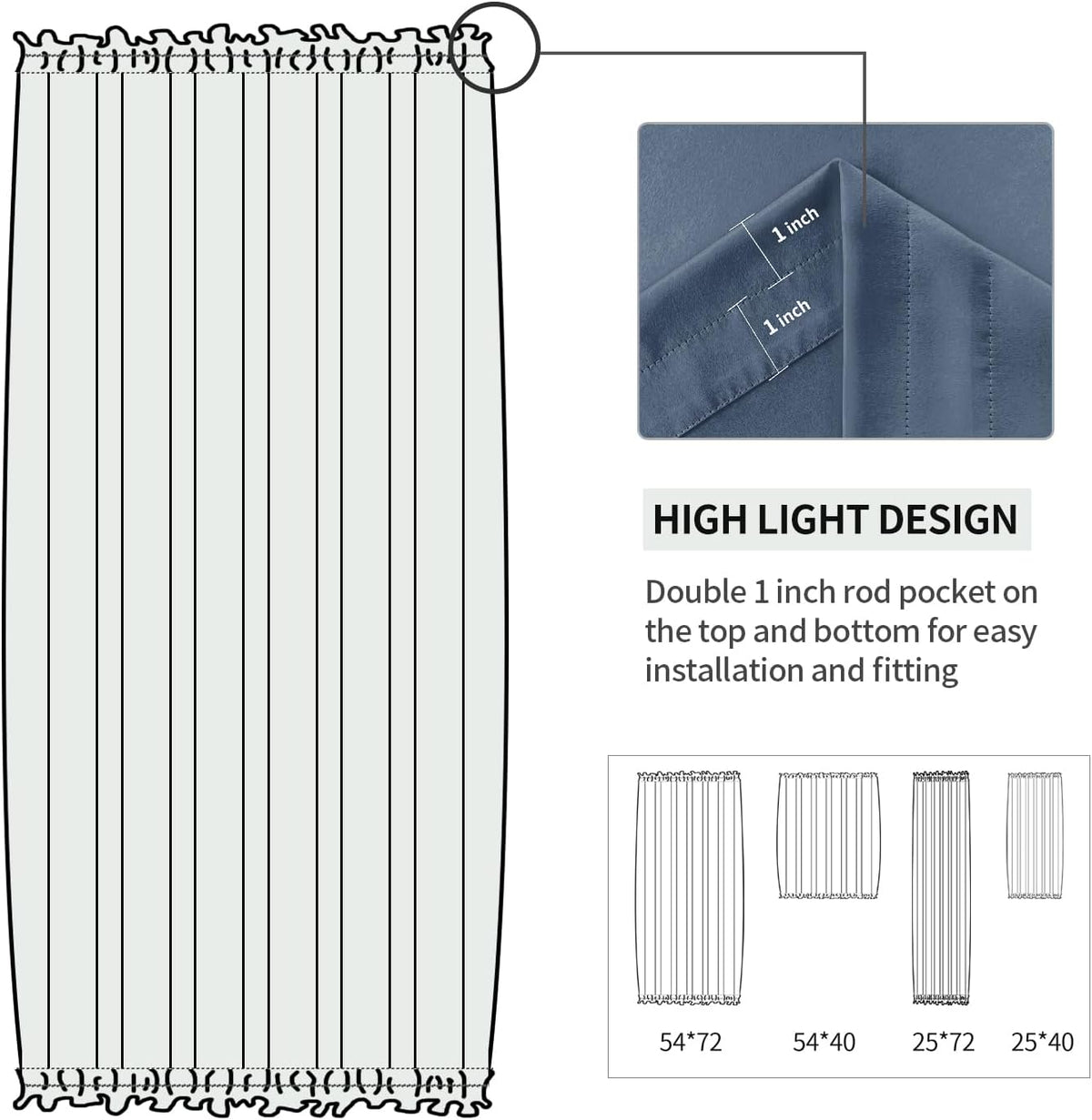 DWCN French Door Curtains – Rod Pocket Thermal Blackout Curtain for Doors with Glass Window