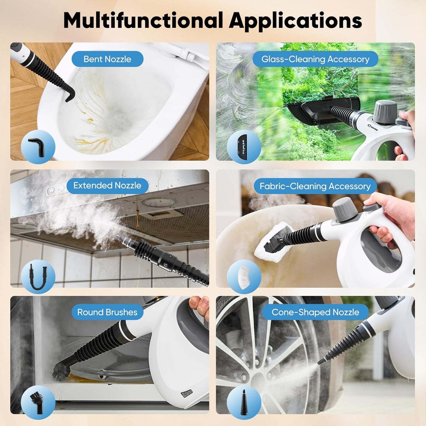 Saker Handheld Steam Cleaner New,Portable Steam Cleaner for Home,1050W Steam Cleaner,5 Fiber Cloths