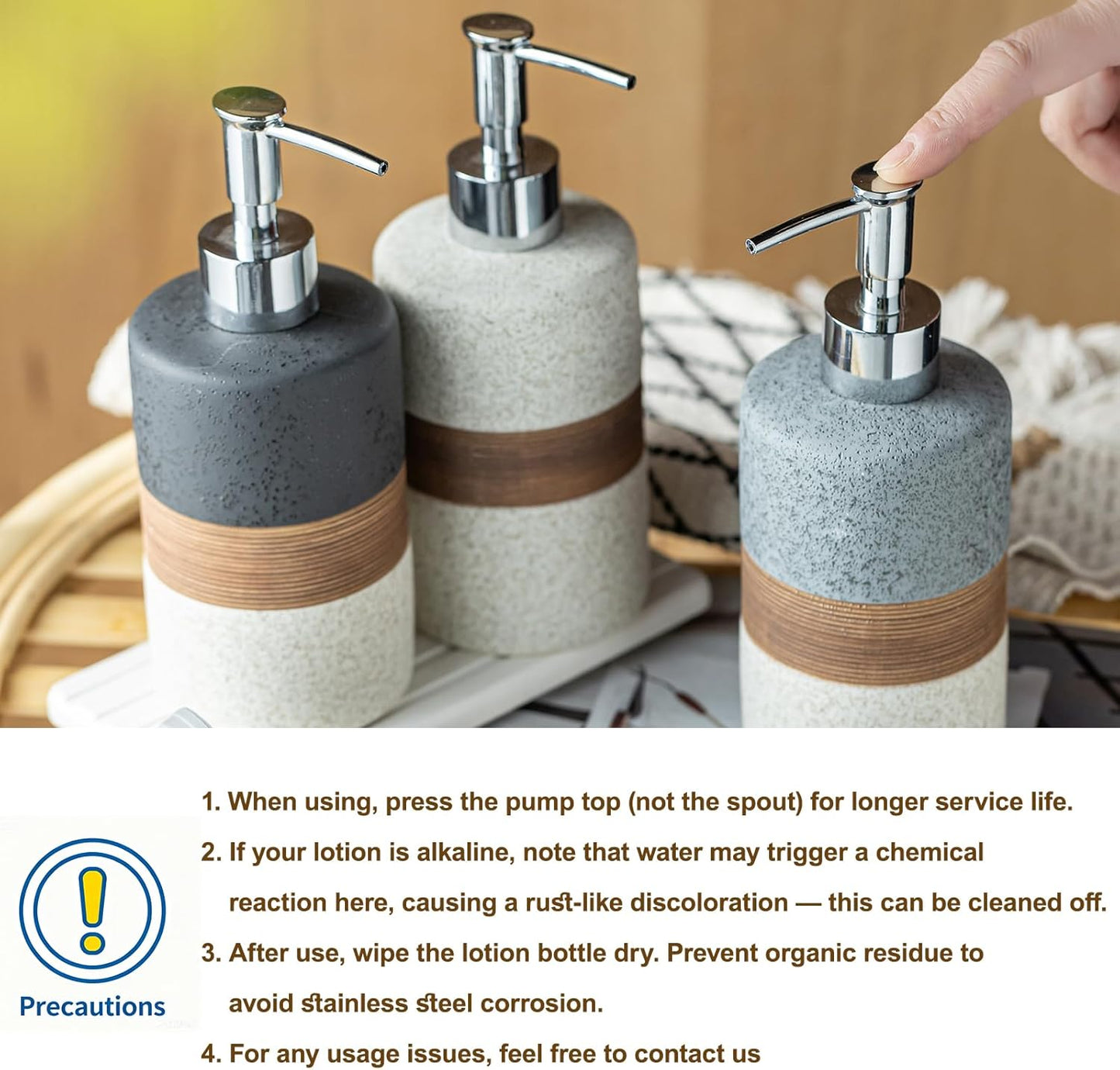 Ceramic Soap Dispenser Set(2 Pack) – Hand Soap, Dish Soap, Shampoo & Shower Soap Dispenser for