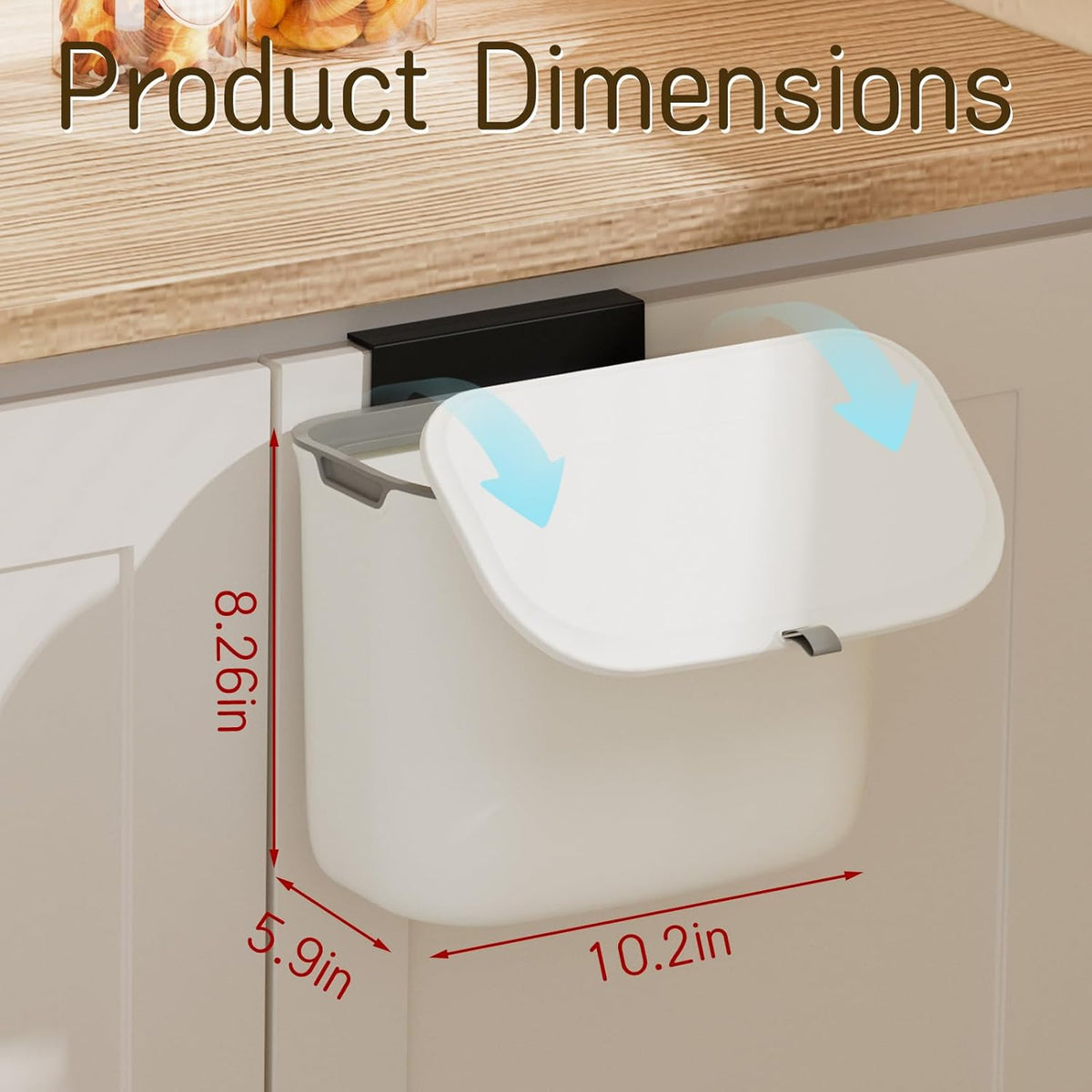 1.9 Gallon Kitchen Compost Bin Hanging Small Trash Can with Lid Under Sink Dual Installation &