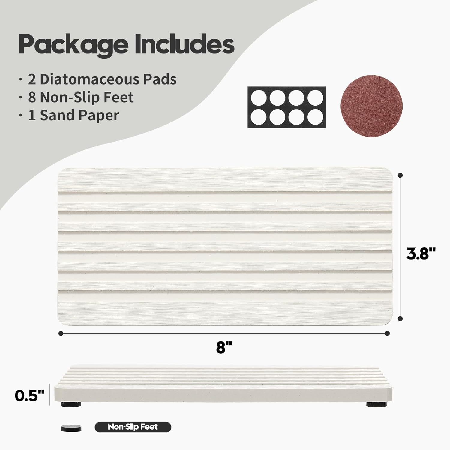 2PCS Diatomite Quick Stone Drying Tray Mat for Bathroom & Kitchen Counter, Instant Dry Water