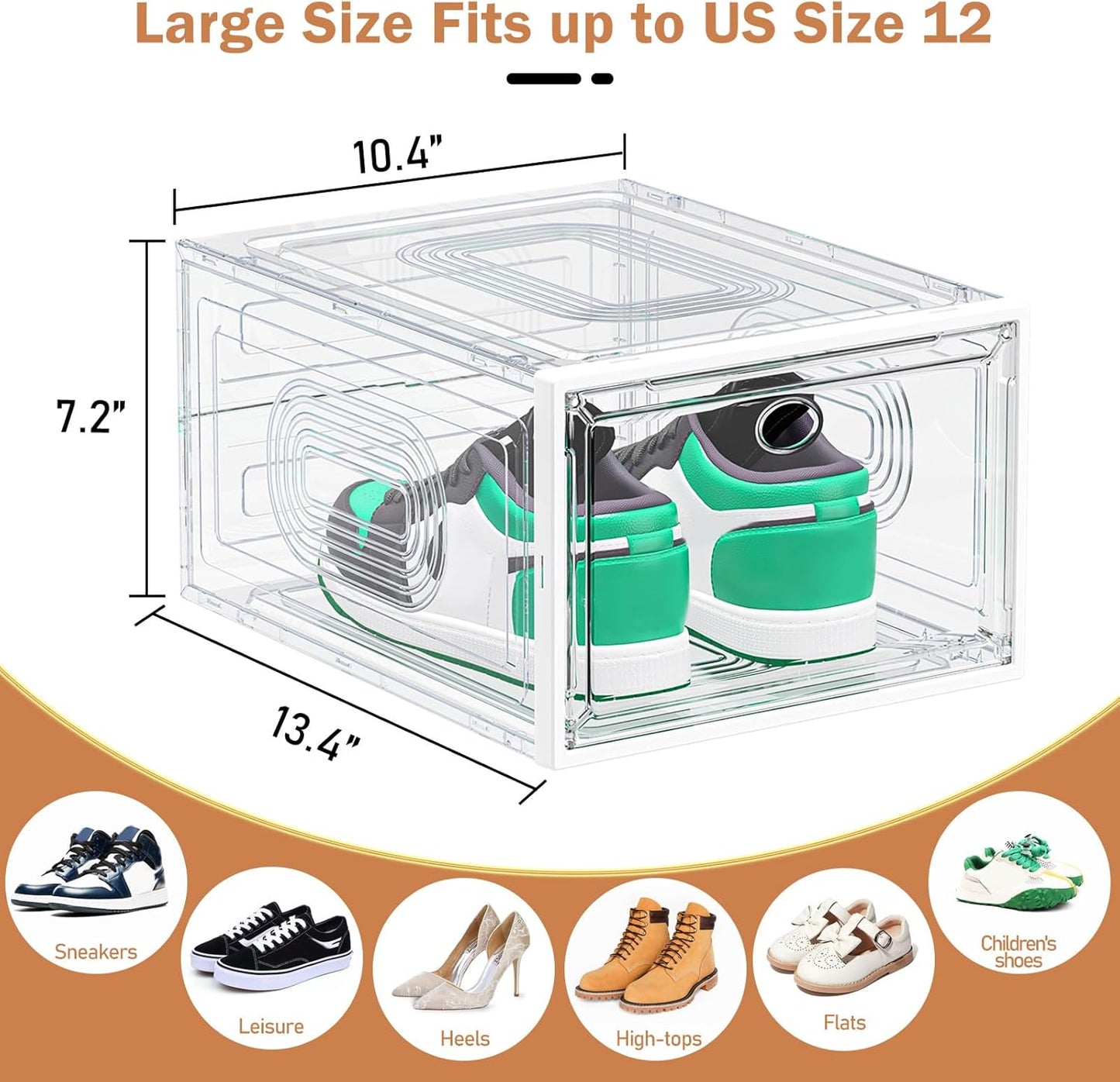 10 Pack Thicken Shoe Organizer Stackable,Upgraded Sturdy Shoe Storage Box with Magnetic Door,Shoe