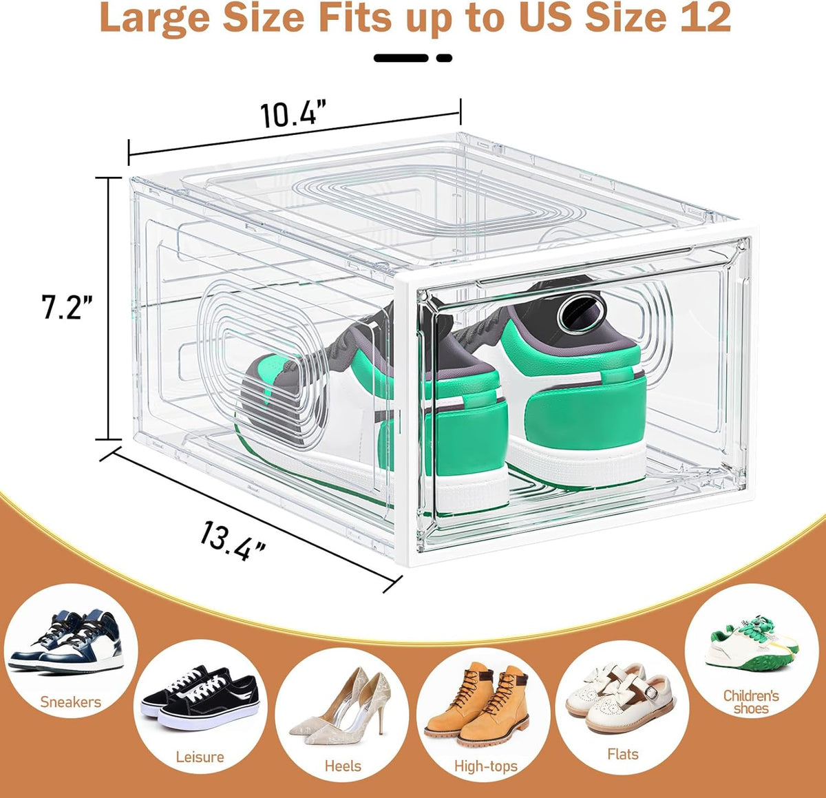 10 Pack Thicken Shoe Organizer Stackable,Upgraded Sturdy Shoe Storage Box with Magnetic Door,Shoe