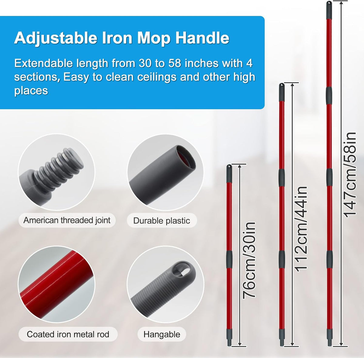Microfiber Mops for Floor Cleaning, Dust Mop for Hardwood Floors with 2 Heavy Scrub Mop Pads, 2