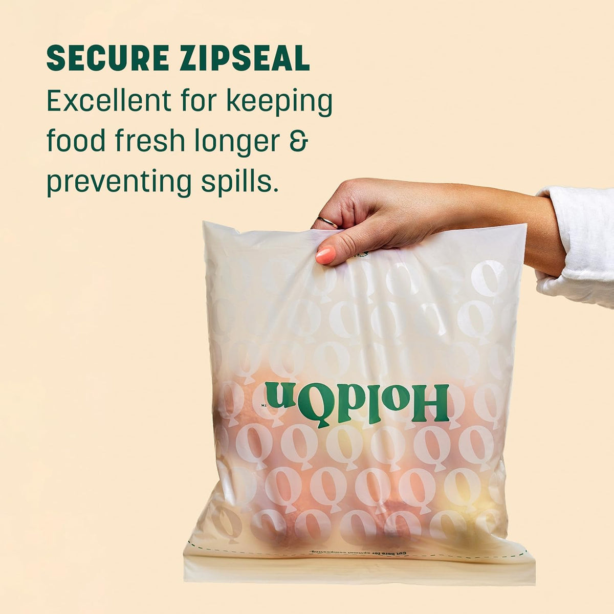 HoldOn Zipseal Gallon Bags - Compostable, PFOA-Free, BPA-Free, Food-Safe Zip Seal Food Storage