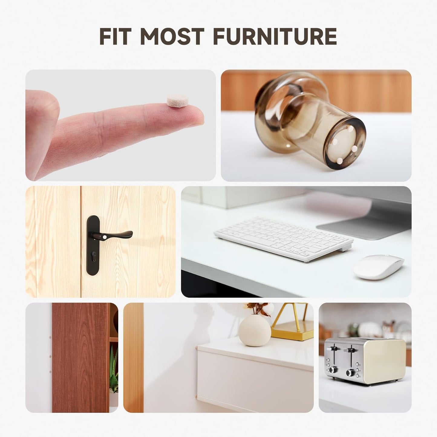 CO-Z 100pcs Felt Cabinet Door Bumpers, Small Pads for Cabinet Doors 0.4 in Diameter, Self Adhesive