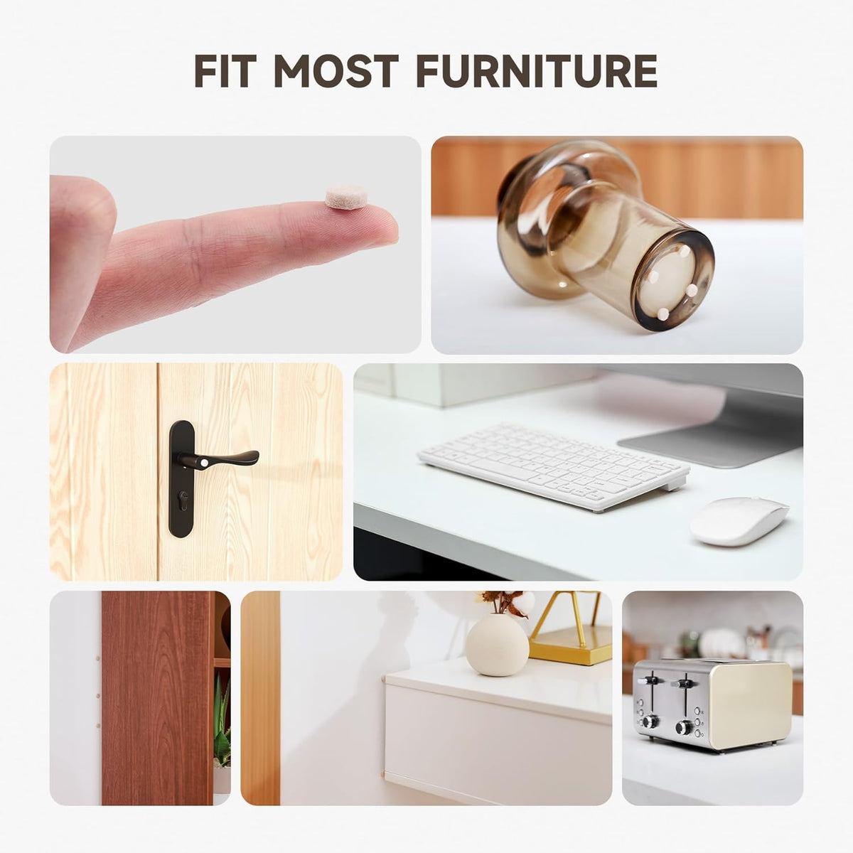 CO-Z 100pcs Felt Cabinet Door Bumpers, Small Pads for Cabinet Doors 0.4 in Diameter, Self Adhesive