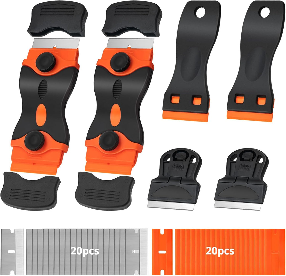 6 Pack Razor Blade Scraper Tool, Razor Scraper, Paint Scraper for Cleaning, With Extra 40Pcs Blade