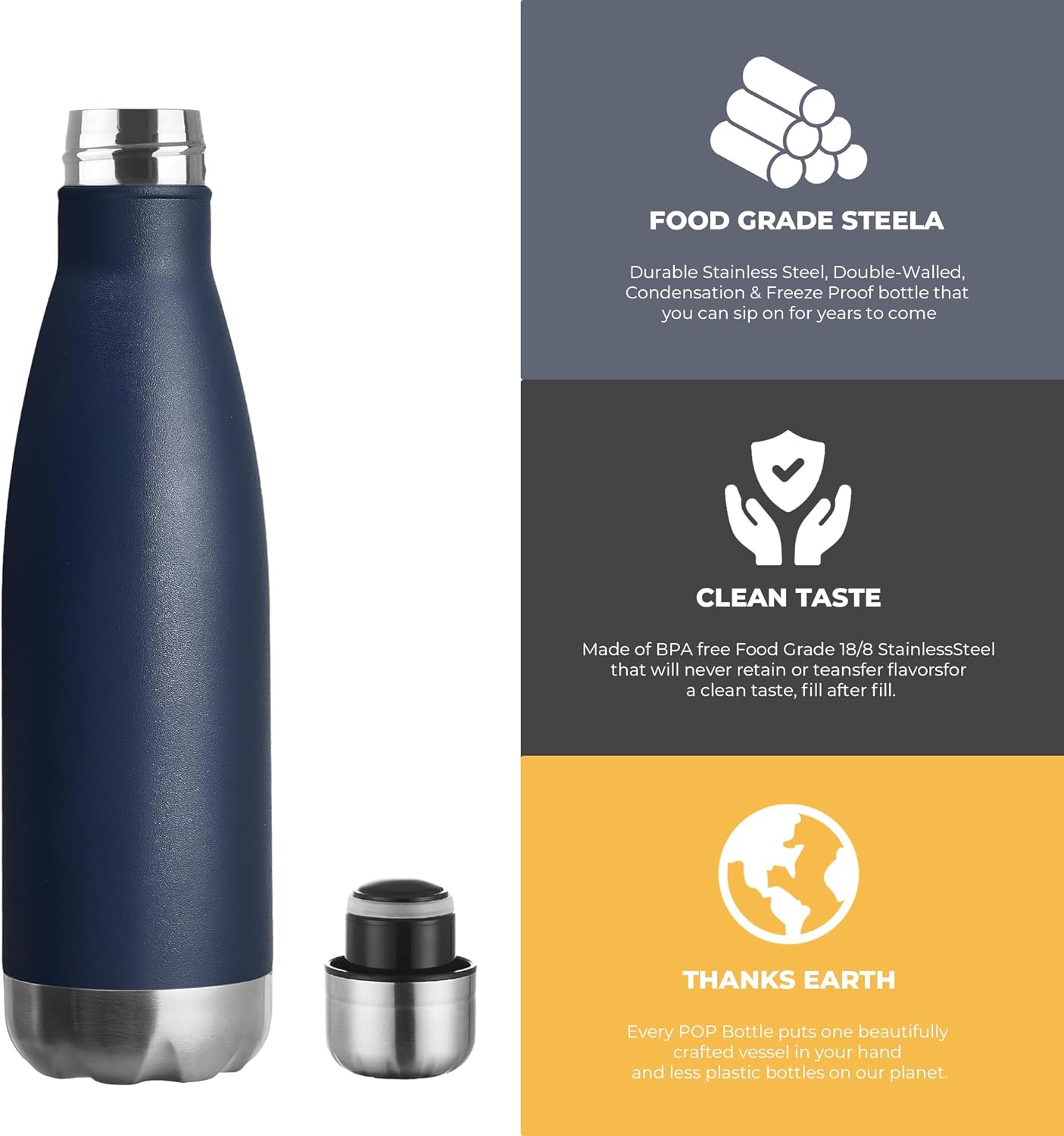 MEWAY 17oz Sport Water Bottle 8 Pack Vacuum Insulated Stainless Steel Leak-Proof Double Wall Cola