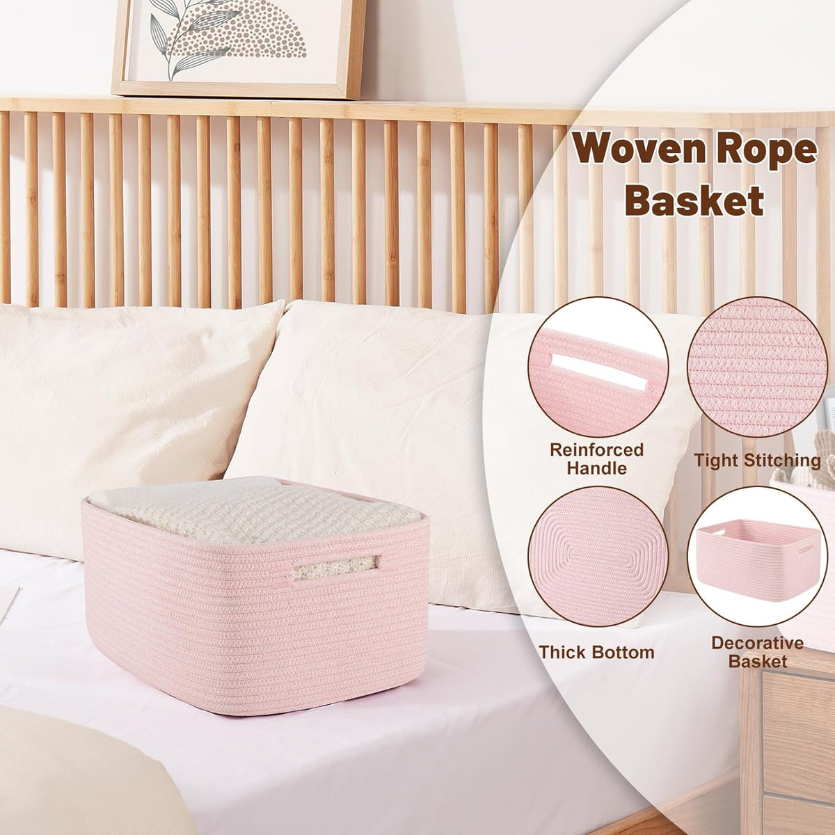 OIAHOMY Storage Basket for Shelves, Closet Cube Storage Bins Baskets for Clothes Blanket Towels