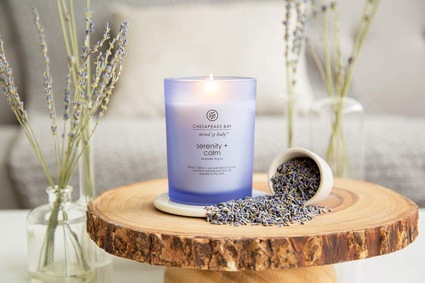 Chesapeake Bay Candle Medium Jar Scented Candle Serenity + Calm (Lavender Thyme) Home Décor Orange