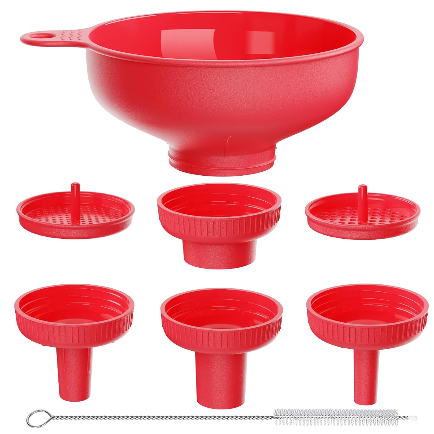 Wide Mouth Kitchen Funnel, Food Grade Plastic Cooking Canning Funnel with 4 Sizes Spouts for