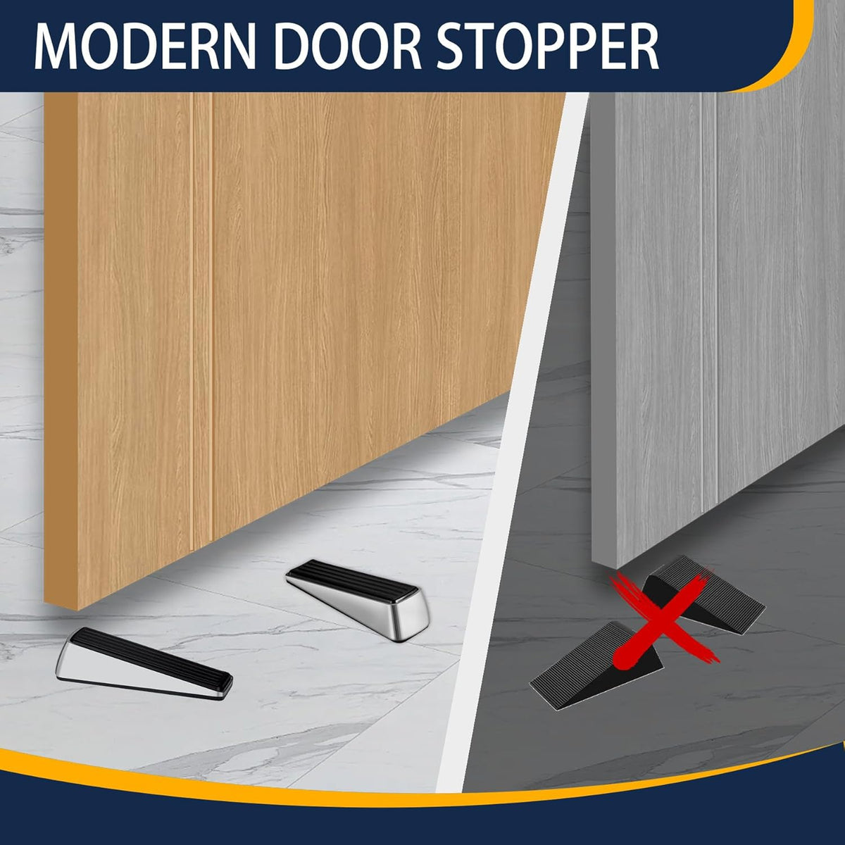 Strongest Door Stopper for Bottom of Door, Heavy Duty Door Stop Wedge Made of Premium Quality Zinc