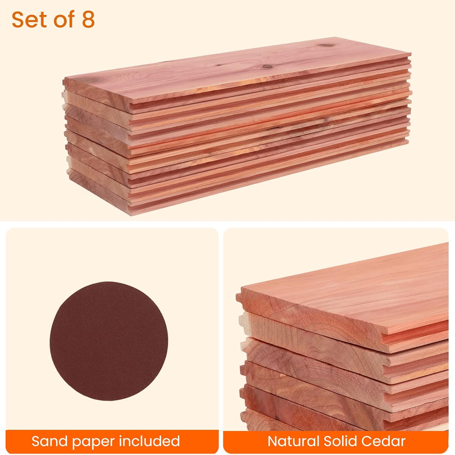 Homode Cedar Closet Liner Planks, Set of 8 Drawer Liners, Tongue and Groove, Aromatic Cedar Wood