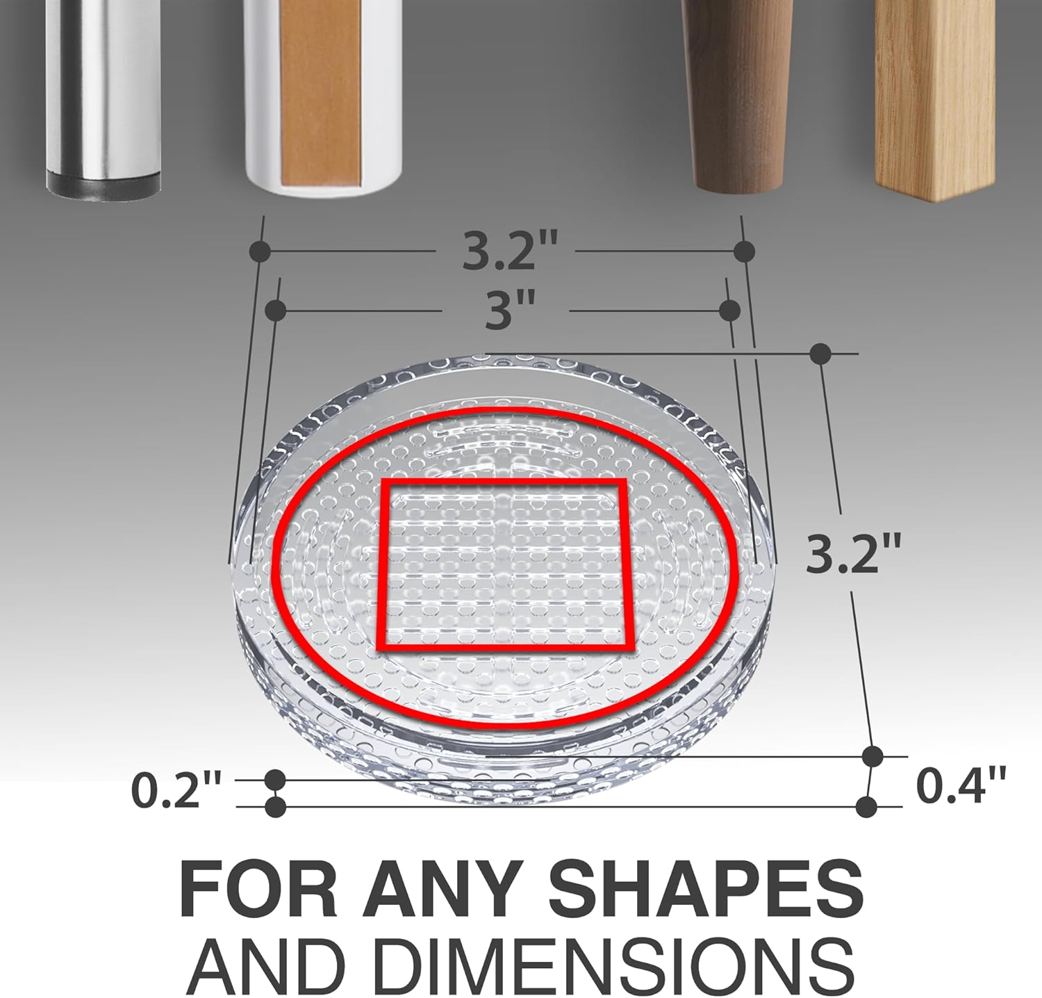 X-Protector Furniture Cups - 4 PCS 3" - Non Slip Furniture Pads for Hardwood Floors - Transparent