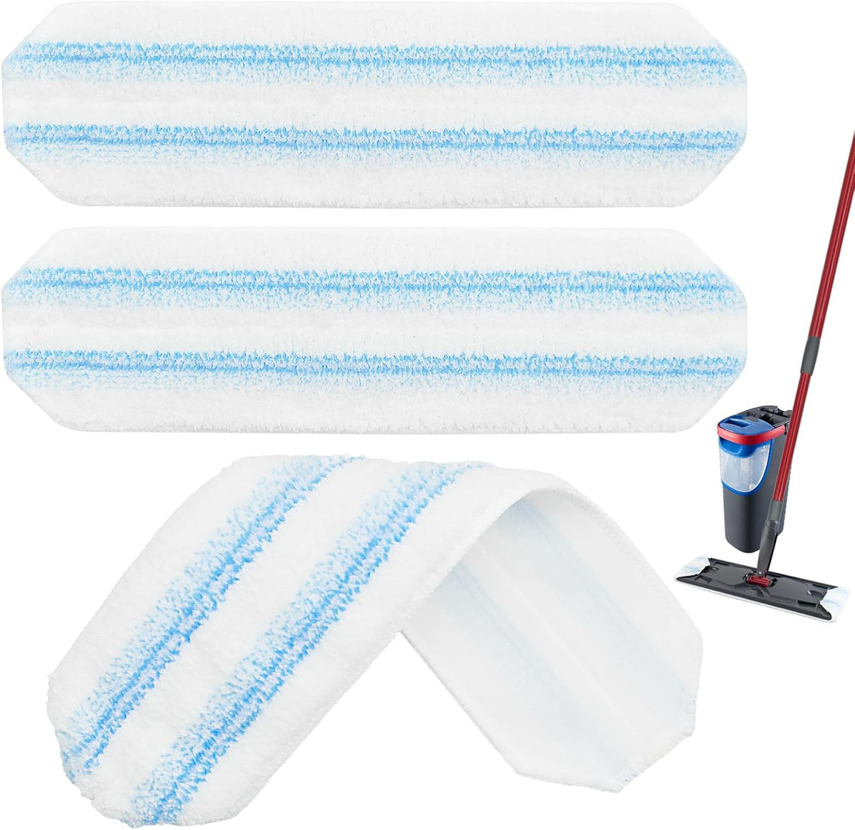 Mop Replacement Pads Compatible with O-Cedar H2prO Flat Mop System, 3 Pack Microfiber Mop Heads