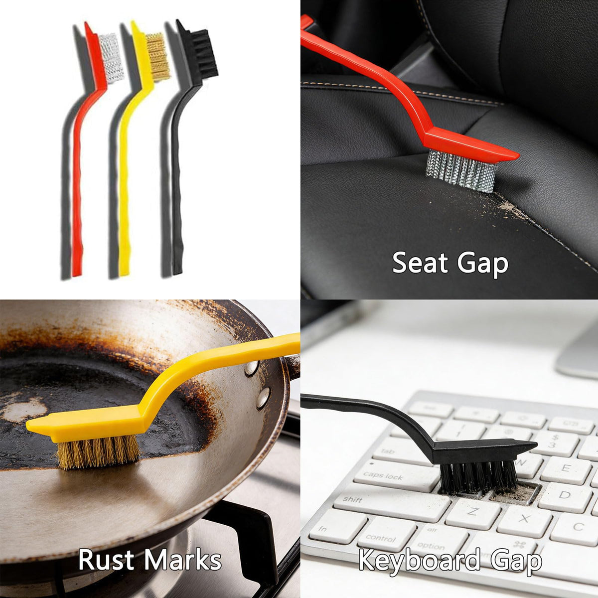 Crevice Cleaning Brush 12-Pack - Heavy Duty Hard Bristle Gap Brush for Deep Cleaning - Ultra-Thin