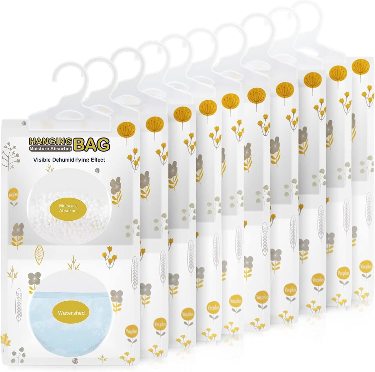 Vacplus Moisture Absorbers, Hanging Closet Dehumidifier Bags, Humidity Packs, Desiccant, Closet