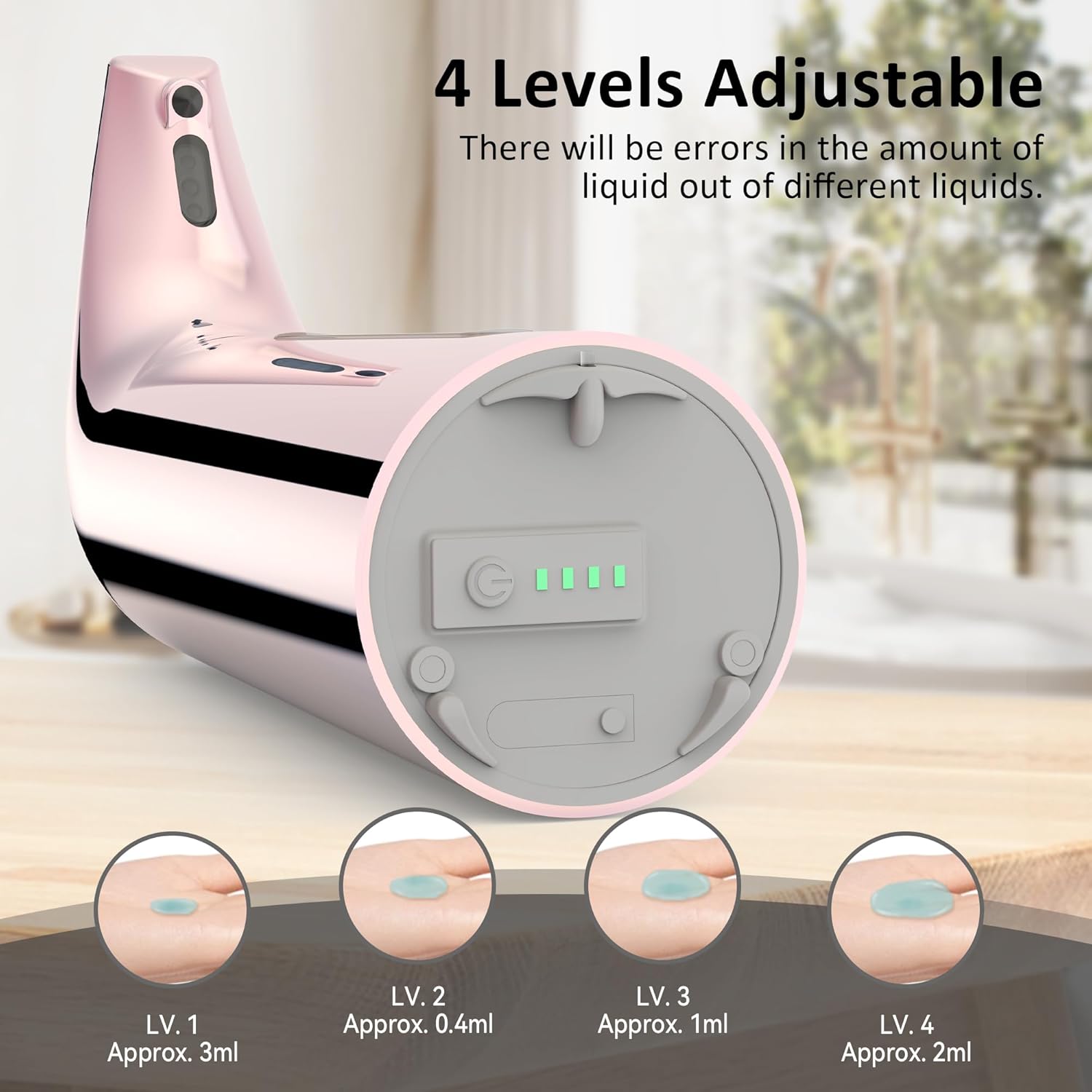 Convenient Automatic Soap Dispenser,4 Adjustable Levels Touchless Hand Sanitizer Pump with Infrared
