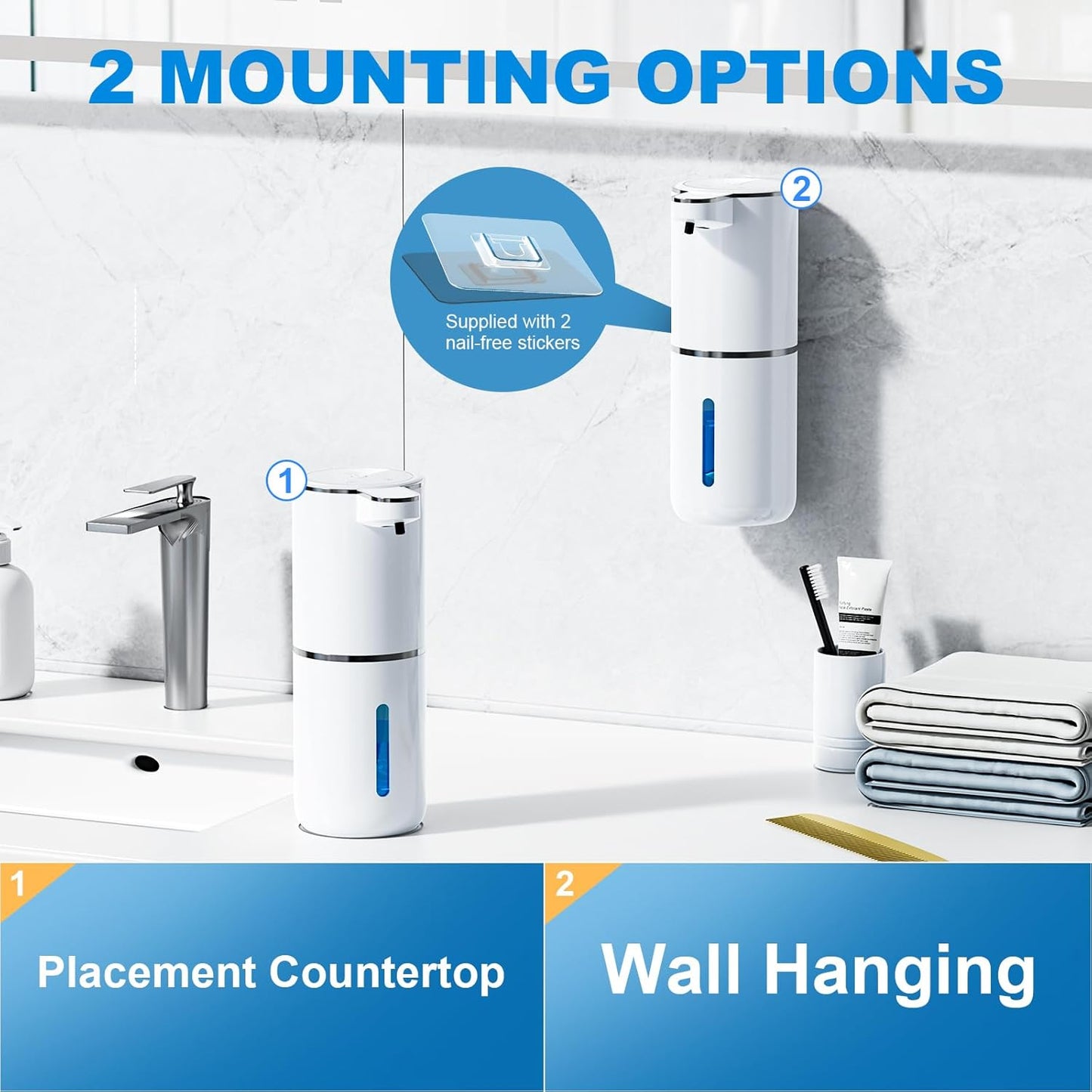 Automatic Foaming Soap Dispenser, 12.8oz/380ml Wall Mount Touchless Soap Dispenser with Sensor