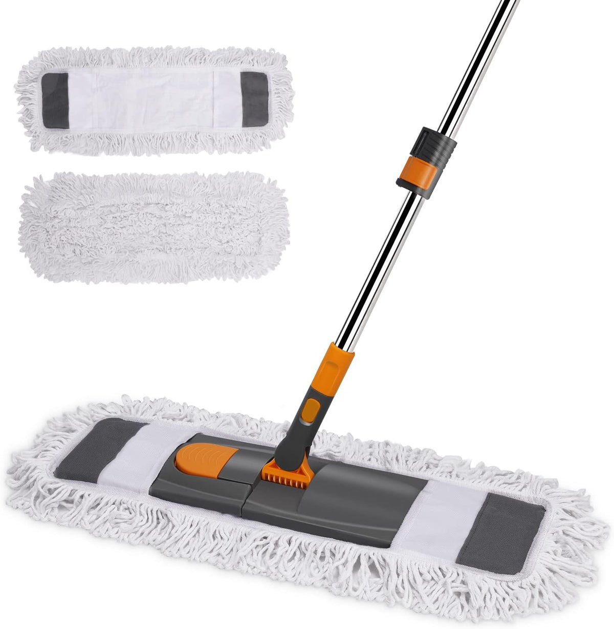 MASTERTOP Dust Mop for Floor Cleaning, Microfiber Floor Mop with 2 Washable Pads, Height Adjustable
