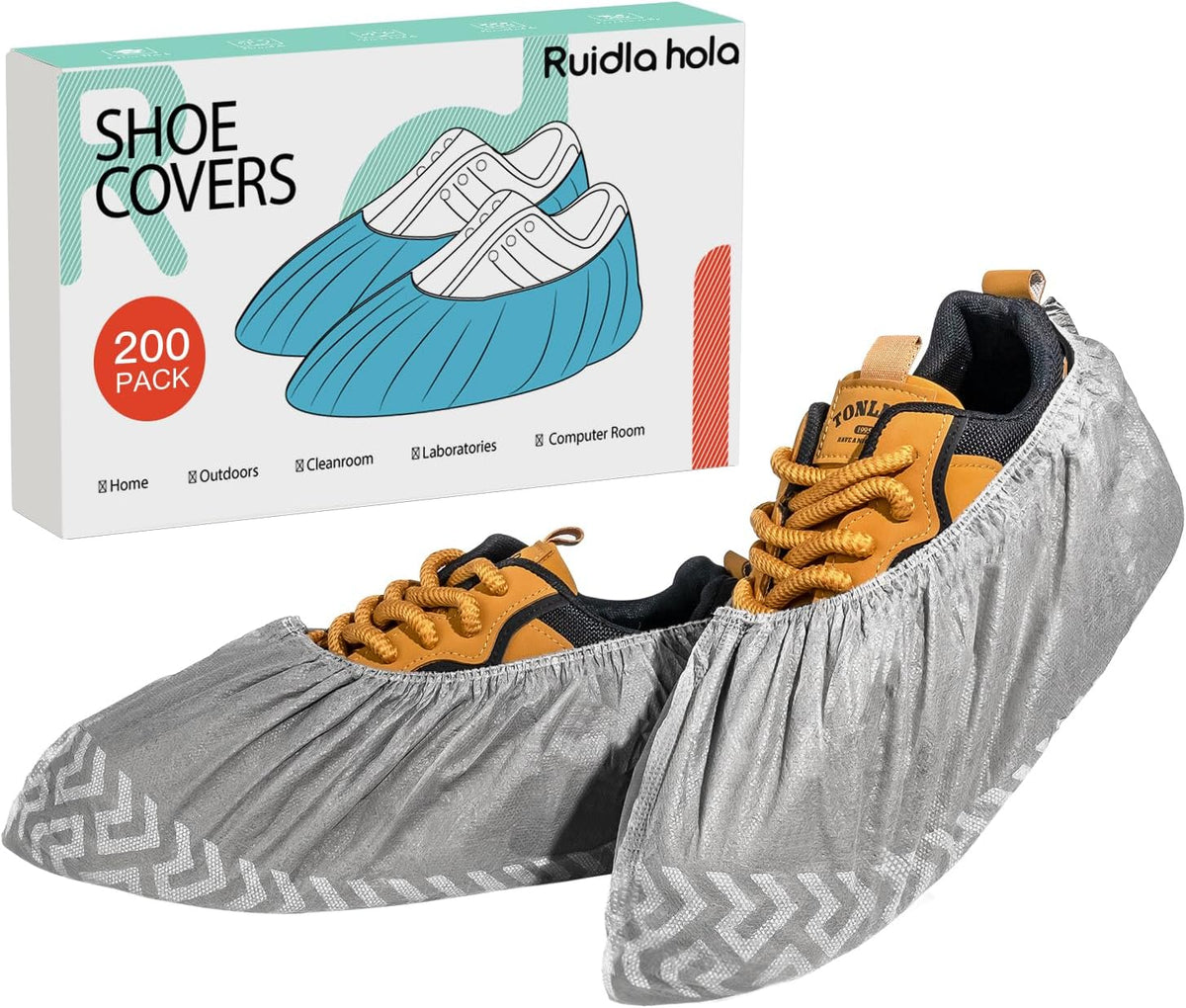 Shoe Covers Disposable 200 Pack (100 Pairs), Non-Woven Booties for Shoes, Durable Non-Slip Shoe