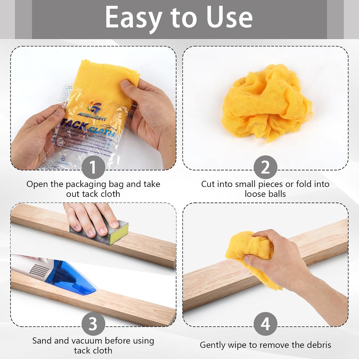 8 Pack Tack Cloths, Tack Rags for Woodworking, 17.7 x 35.4 in Tac Cloth Dust Stain Rags for