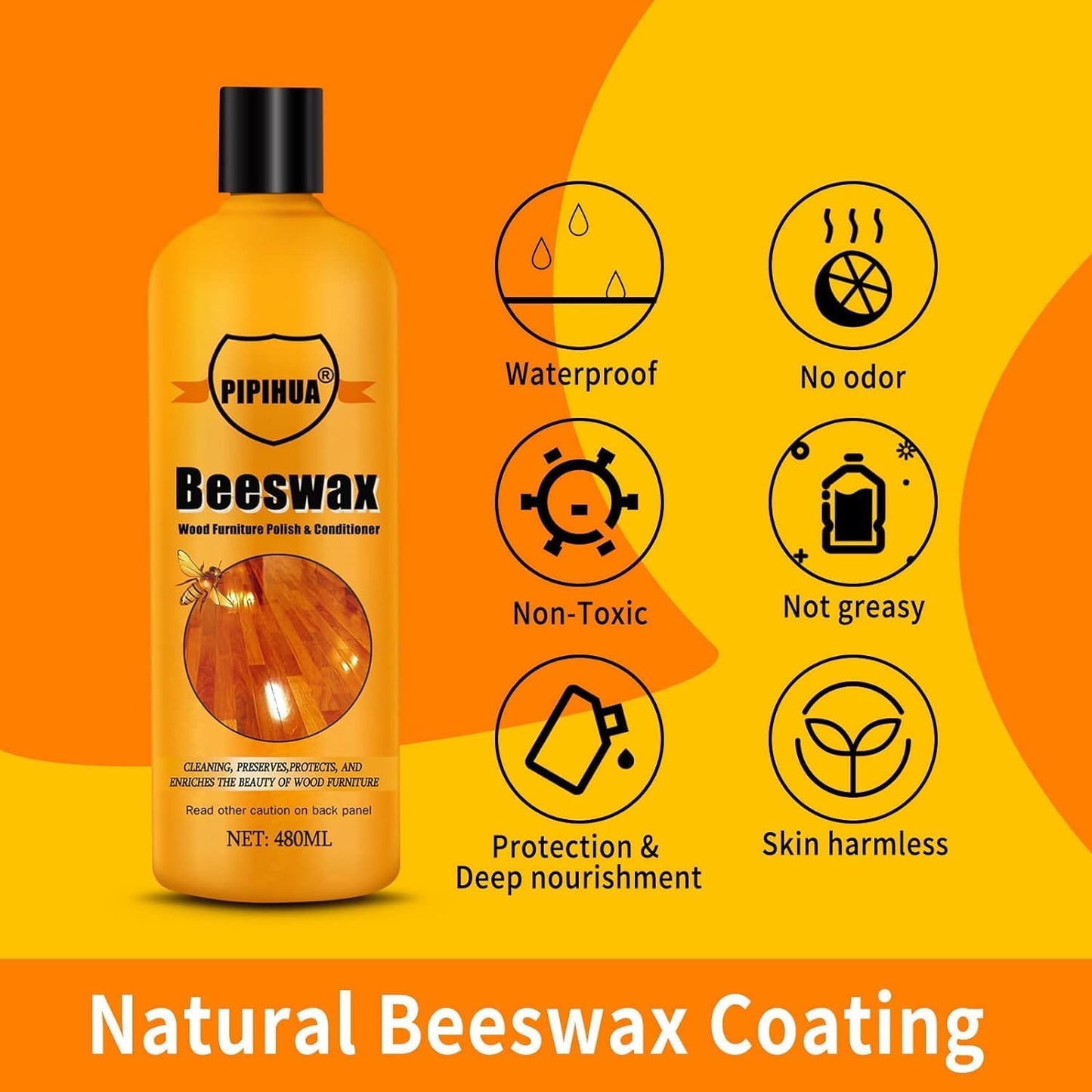 PIPIHUA Beeswax Polish and Conditioner for Wood Furniture - Waterproof & Restorer Wood Wax