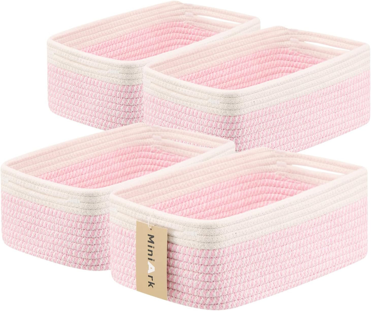 Small Storage Baskets for Organizing | Closet Organizer Bins | Shelf Toy Basket | Woven Rope