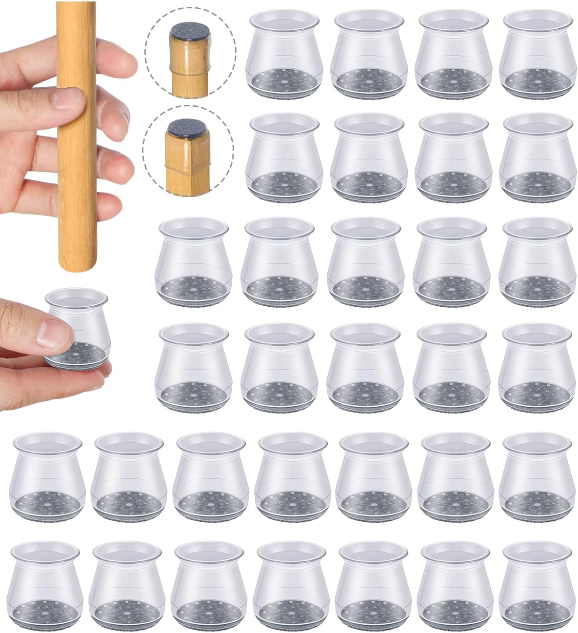 32 Pcs Chair Leg Protectors for Hardwood Floors, OASMU Silicone Felt Furniture Pads for Scratch and