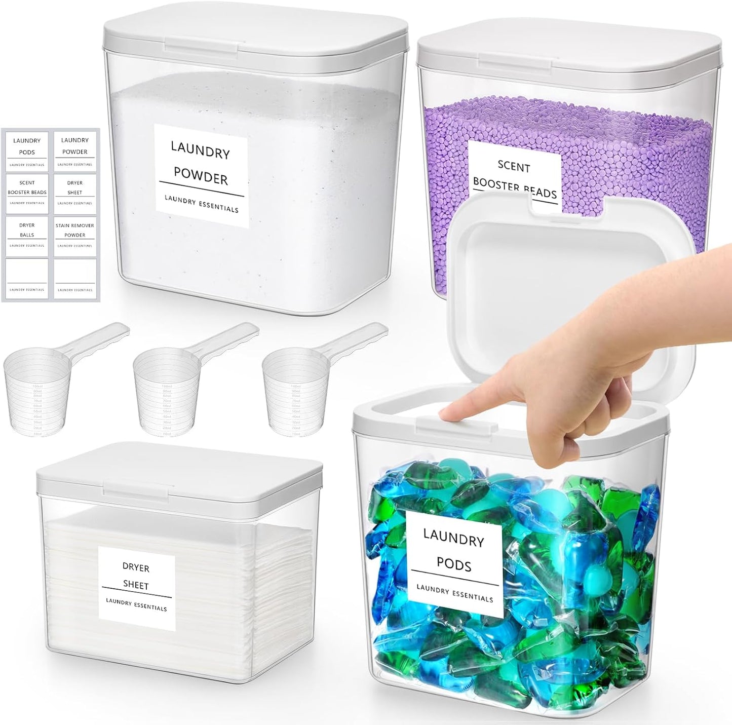 Lifewit 3+1 Laundry Pods Container & Dryer Sheet Holder, Large Powder Detergent Dispenser Storage