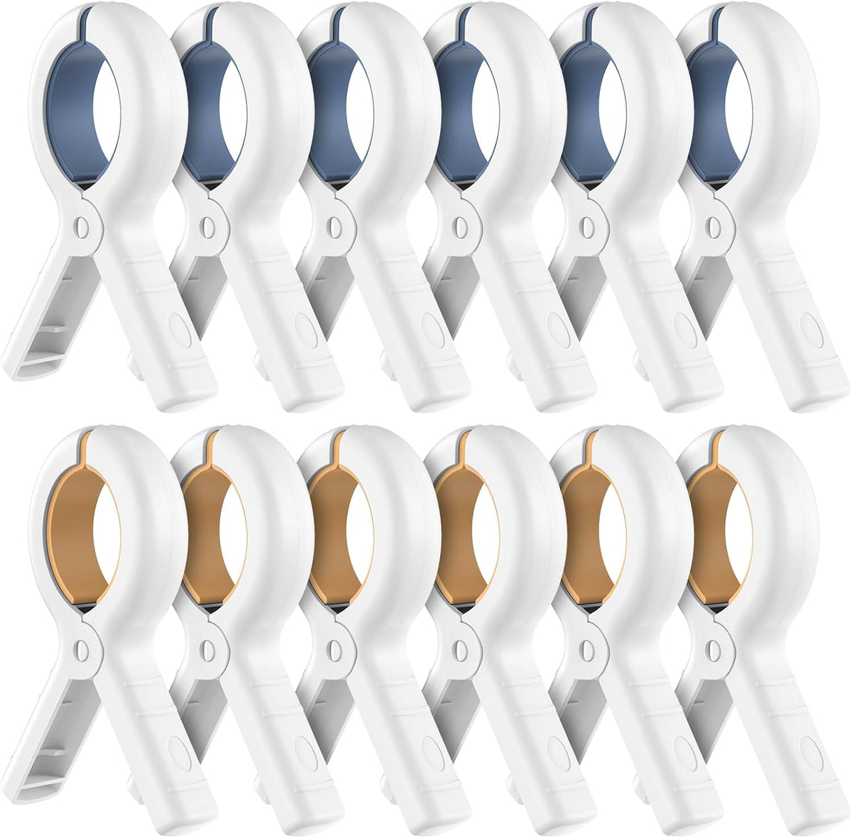 Senbowe 12 Pack Beach Towel Clips, Heavy Duty Plastic Clothes Pins, Windproof Clothes Clips to Dry