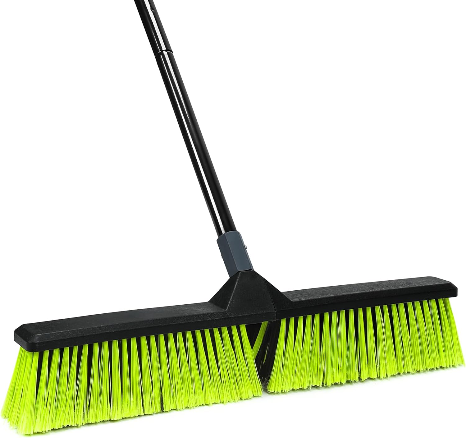 24-Inch Push Broom Outdoor with Stiff Bristle, Heavy Duty Broom Brush with 63” Long Handle for Deck