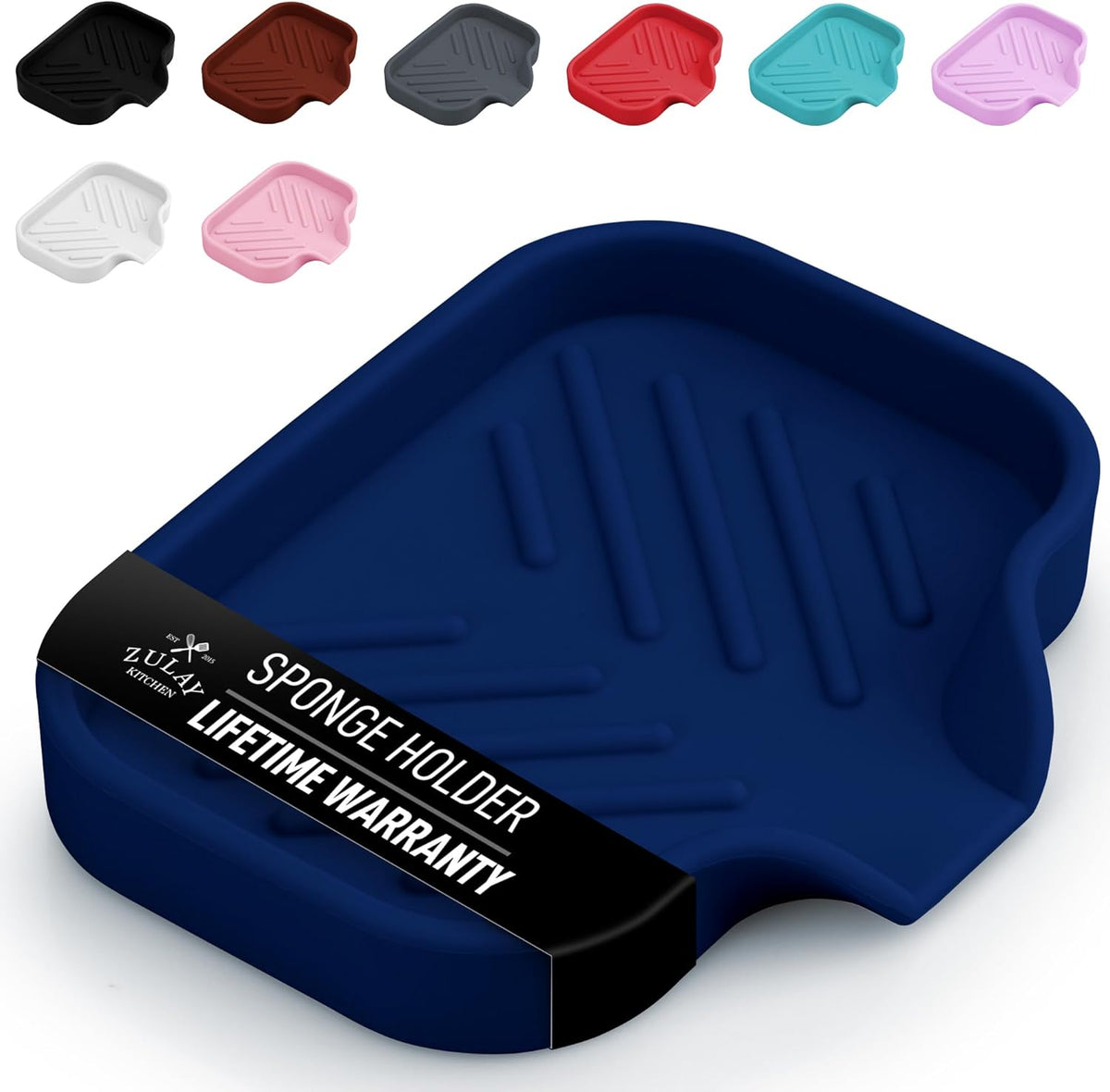 Zulay Kitchen Small Silicone Sponge Holder (4.9x3.3”) – Space-Saving Sink Organizer Tray for