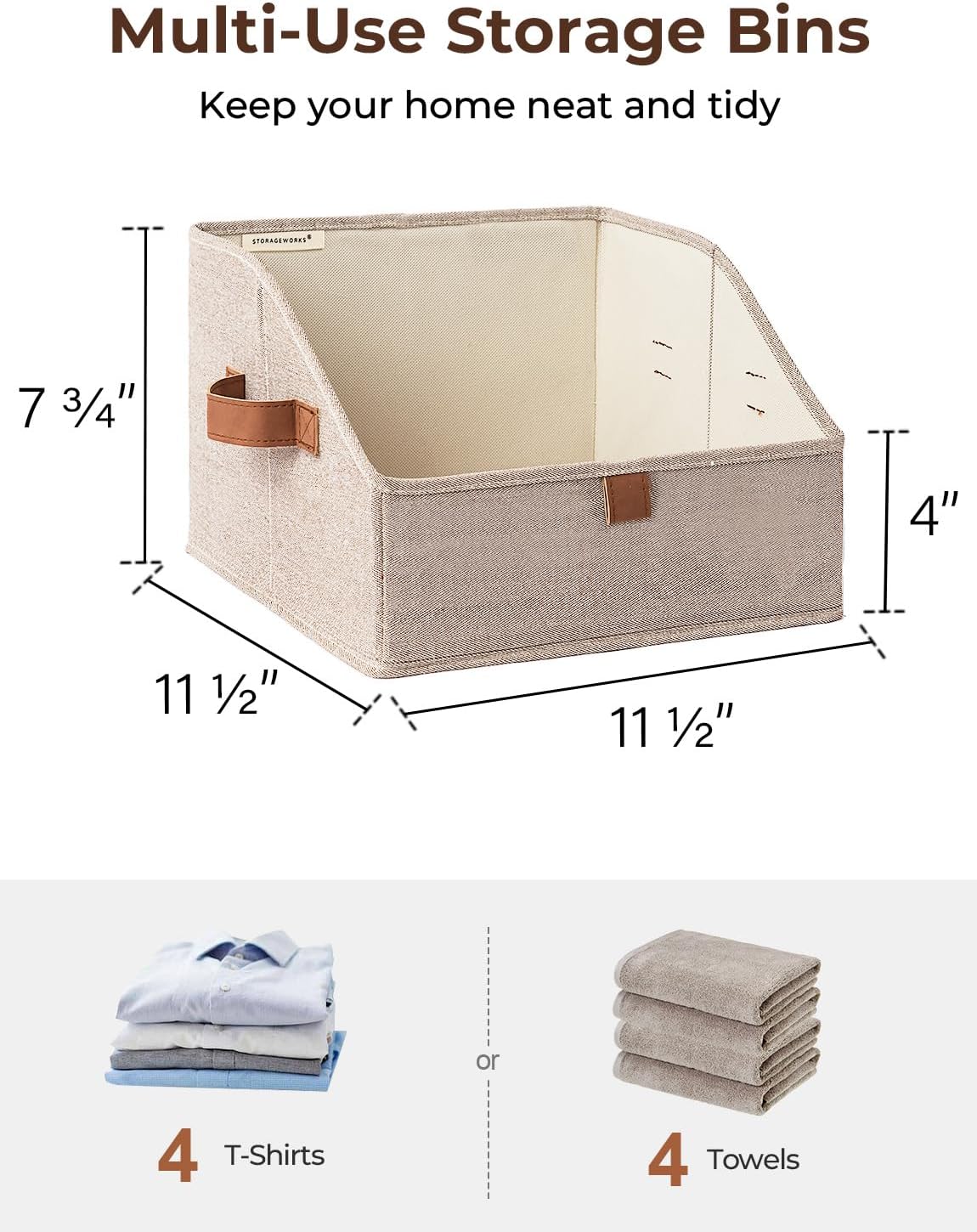 StorageWorks Closet Storage Bins, Trapezoid Organizer Box for Shelves, Fabric Clothes Bin, Foldable